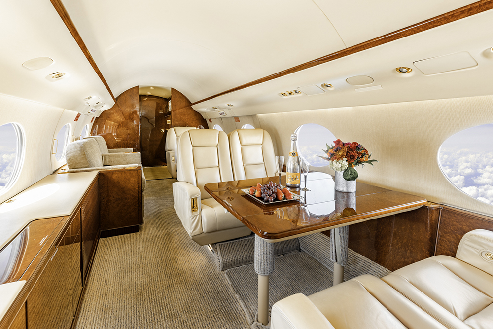 White Luxurious Private jet Interior