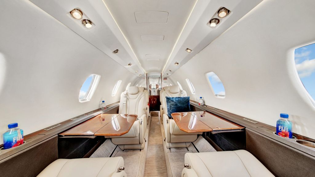 Looking forward down the cabin