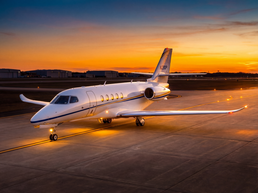 On the ramp at sunset — three-quarter front
