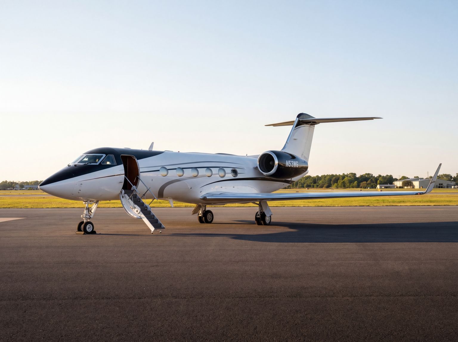 N53WG on the ramp at golden hour