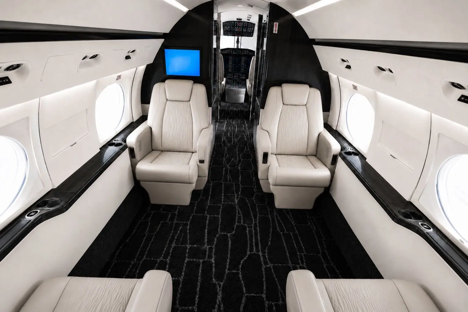 Forward cabin — four individual executive chairs